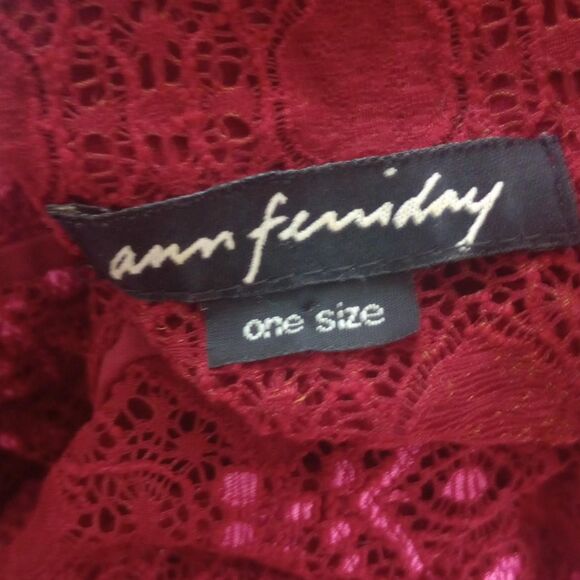 Y2K Red Sheer Flared Lace Ann Ferriday Blouse - Picture 4 of 4